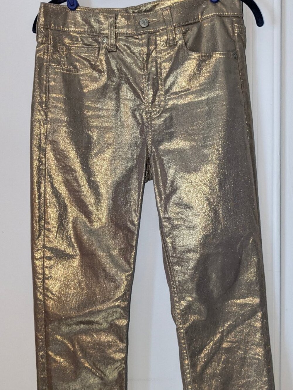 WOMENS GAP METALLIC GOLD VINTAGE SLIM HIGH RISE JEANS - SIZE 27/4P